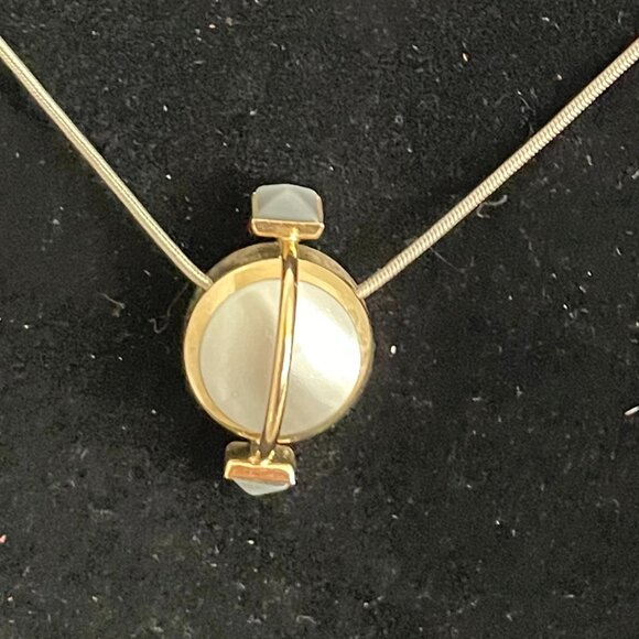 Modern Abstract Silver Gold Necklace & Pierced Earrings Set - Picture 2 of 5